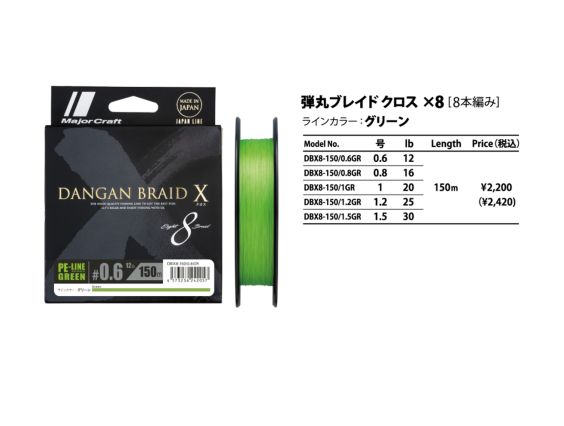TRENZADO MAJOR CRAFT DANGAN BRAID X X8 GREEN